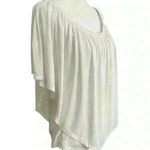 James & Joy Women’s Batwing Dolman Blouse Size M White Stretch Casual Feminine